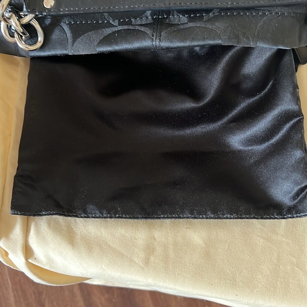 EUC COACH BLACK BROOKE SIGNATURE SATEEN CONVERTIBLE HOBO SHOULDER BAG #17183 - Picture 13 of 15